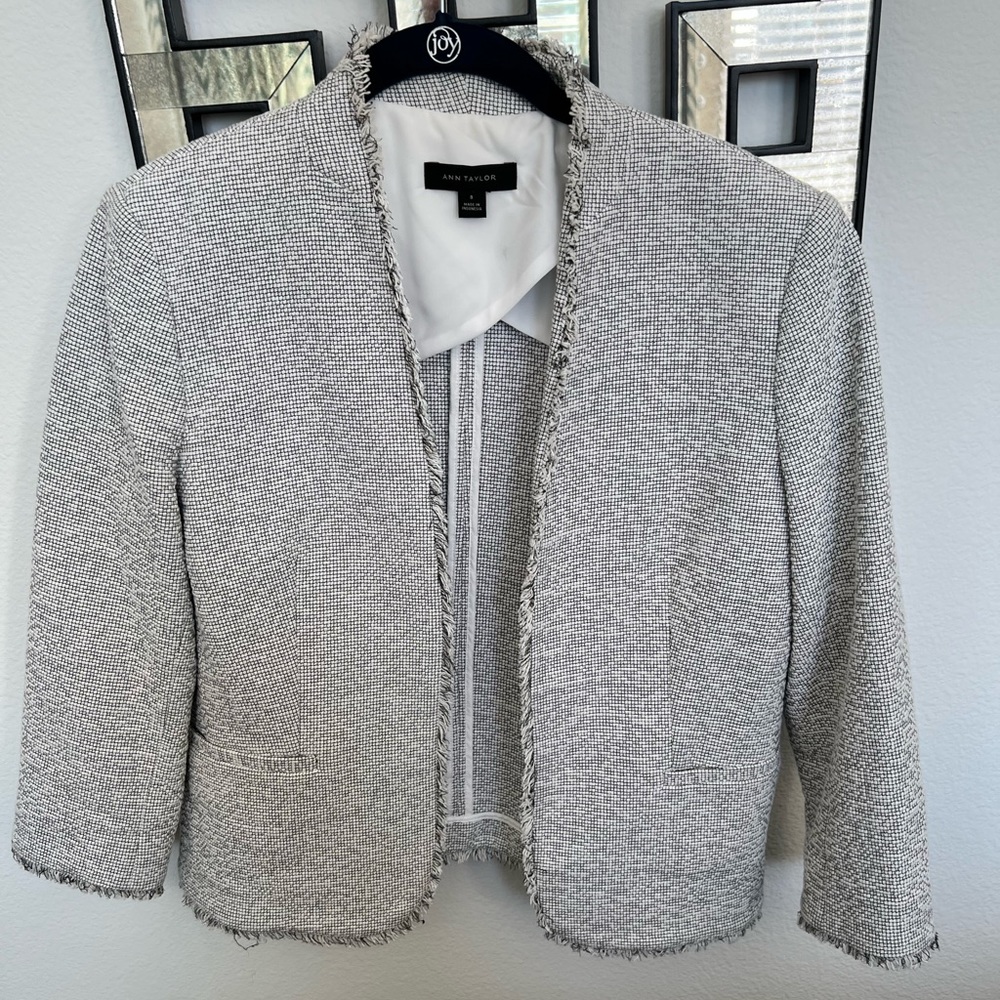 Ann Taylor suit jacket grey tweed